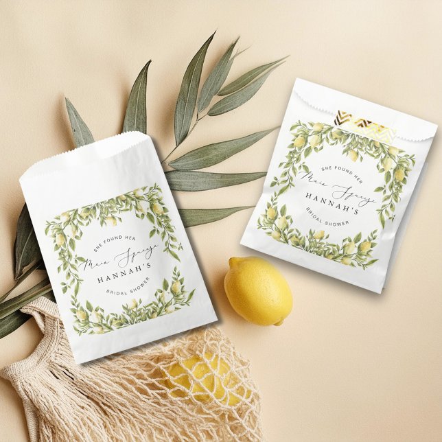 Yellow Lemon Sorrento Mediterranean Bridal Shower Favor Bag (Creator Uploaded)
