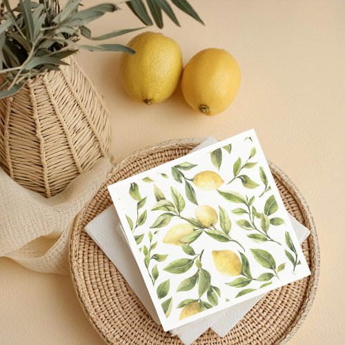 Yellow Lemon Sorrento Mediterranean Bridal Shower Napkins