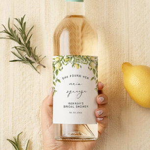 Yellow Lemon Sorrento Mediterranean Bridal Shower Wine Label