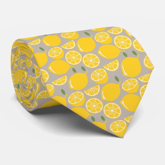 Yellow Lemon Summer Fruit Neck Tie (Rolled)