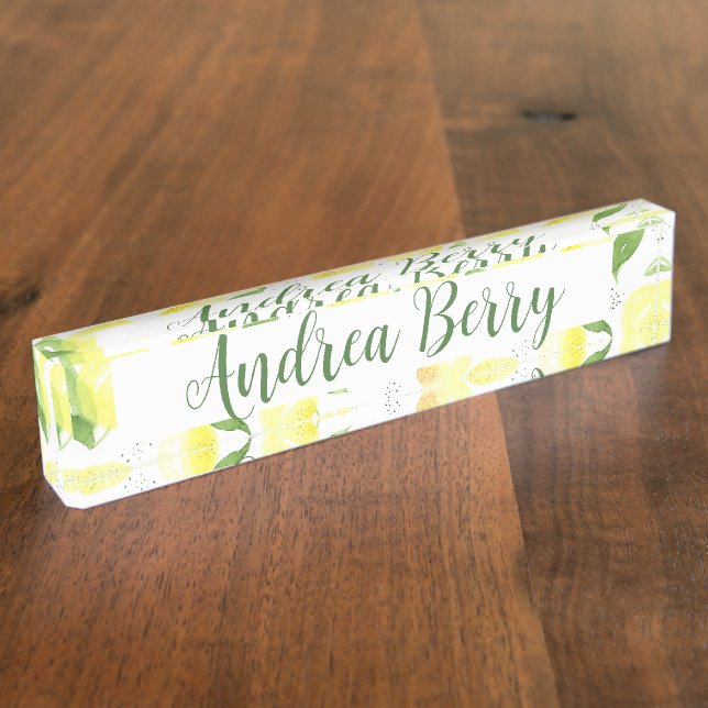 Yellow Lemon Teacher Desk Name Plate (Side)