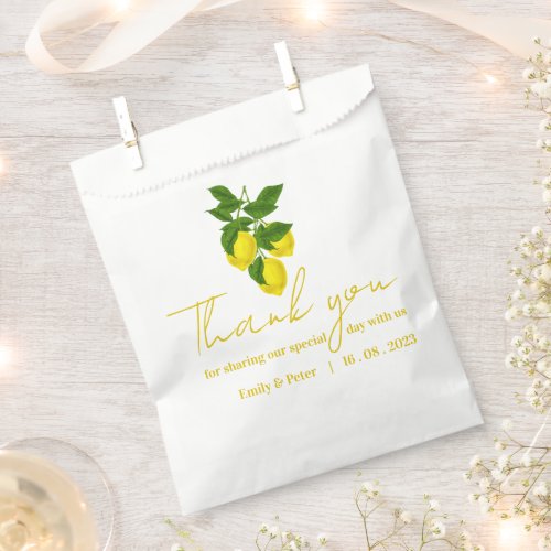 Yellow Lemon Thank you Bright Citrus Wedding Party Favor Bag