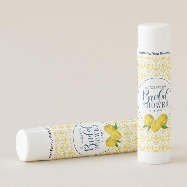  Yellow Lemon Tile Bridal Shower Lip Balm (Front)