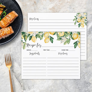 Yellow Lemon Tree Cooking Recipe Card