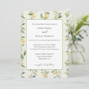 Yellow Lemon Vines Wedding Invitation