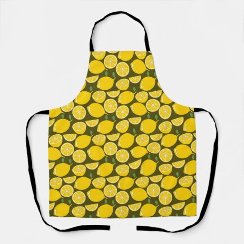 Yellow Lemon Wallpaper Pattern Summer Apron