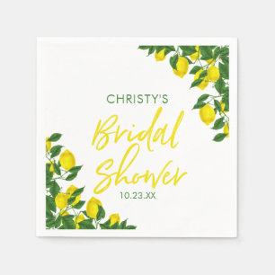 Yellow Lemon Watercolor Bridal Shower Napkins