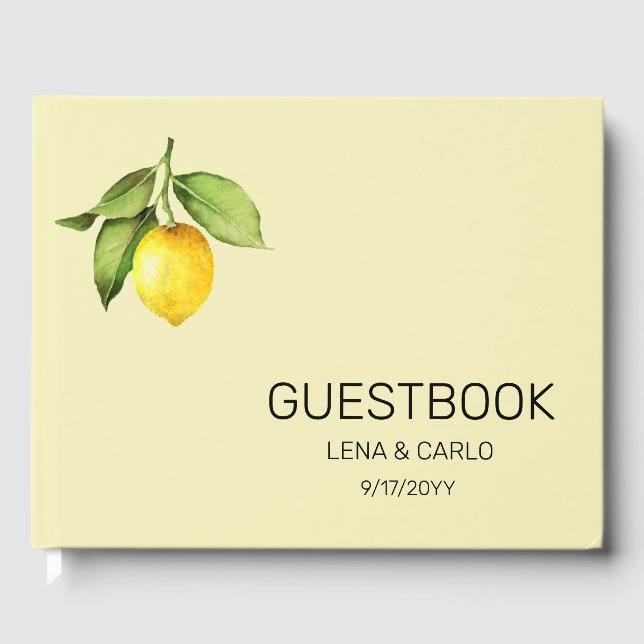 Yellow Lemon Wedding Guest Book (Front)
