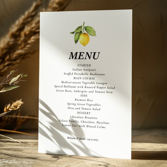 Yellow Lemon Wedding Menu  (Creator Uploaded)