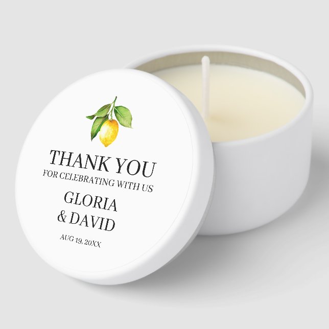 Yellow Lemon Wedding Mini Candle Favors (Corner)