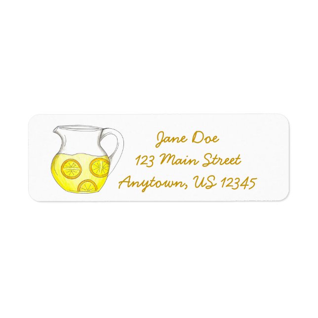Yellow Lemonade Lemon Ade Pitcher Labels (Front)