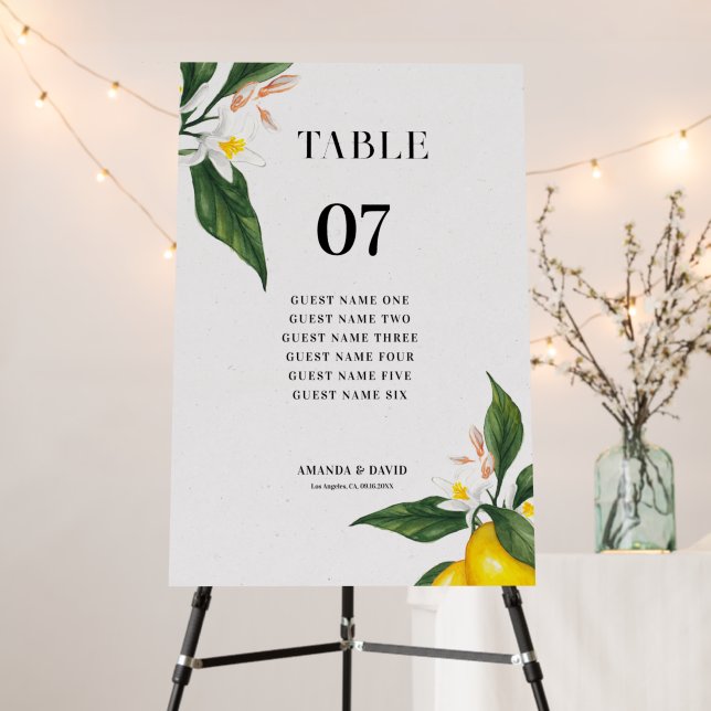 Yellow lemond White Flowers Frame Foam Board (In Situ (Stand))