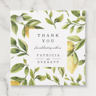 Yellow Lemons and foliage chic Thank you wedding Favor Tags