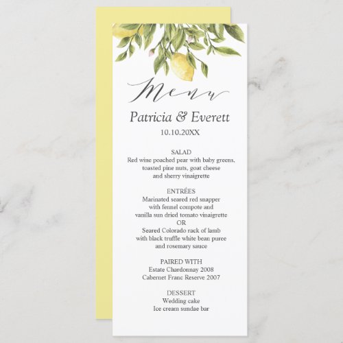 Yellow Lemons and Leaves Boho chic Wedding Invitation