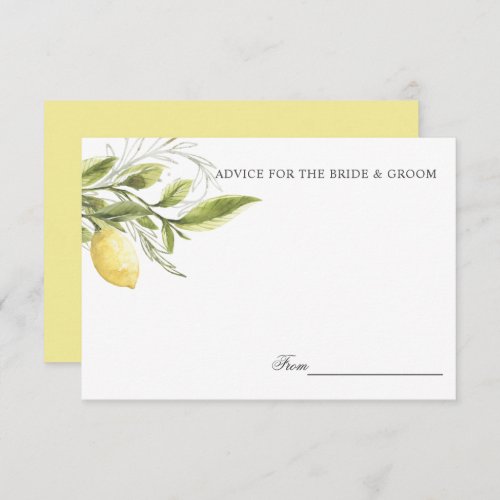 Yellow Lemons and leaves Wedding Advice or recipe Invitation