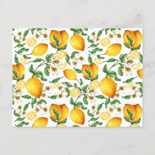 Yellow Lemons and Lemon Flowers Beautiful Postcard