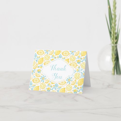 Yellow Lemons and Mint Folded Thank You Card