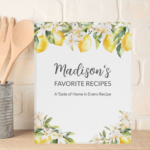 Yellow Lemons and White Flowers Family Recipe Mini Binder