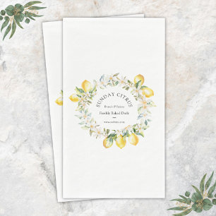 Yellow Lemons and White Flowers Floral Wreath Paper Guest Towels