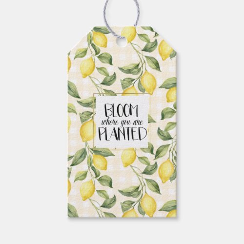 Yellow Lemons Bloom Where You Are Planted Gift Tags