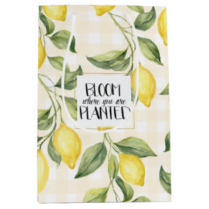 Yellow Lemons Bloom Where You Are Planted Medium Gift Bag