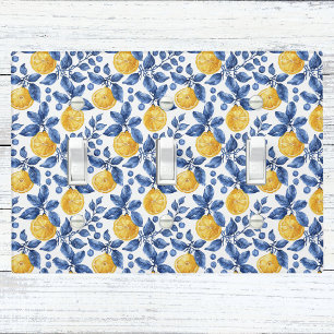 Yellow Lemons Blue Foliage Mediterranean Amalfi Light Switch Cover