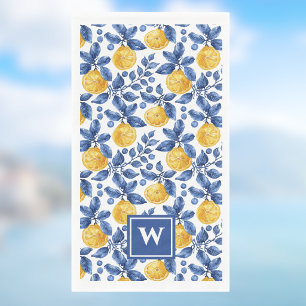 Yellow Lemons Blue Foliage Mediterranean Amalfi Paper Guest Towels