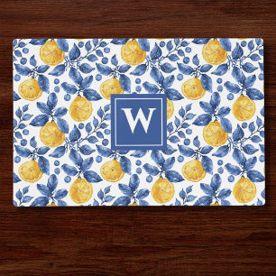 Yellow Lemons Blue Foliage Mediterranean Amalfi Placemat