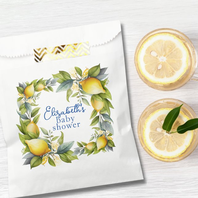Yellow Lemons Blue Tile Lemon Baby Shower Favor Bag (Yellow Lemons Blue Tile Lemon Baby Shower Favor Bag)