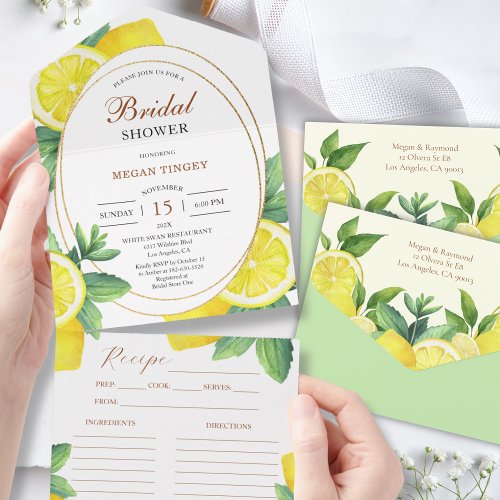 Yellow Lemons Bridal Shower Recipe  All In One Invitation