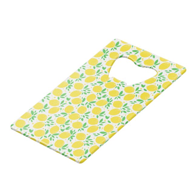 Yellow Lemons Credit Card Bottle Opener (Front Angled)