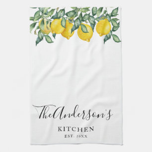 Yellow lemons Family Kitchen Custom Towel