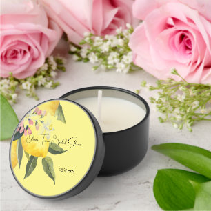 Yellow lemons floral bridal shower  mini candle favors
