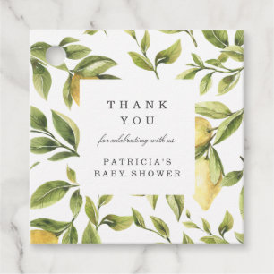 Yellow Lemons foliage chic Thank you Baby Shower Favor Tags