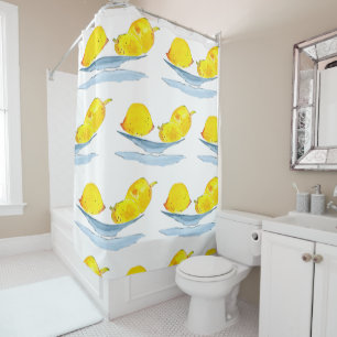Yellow lemons fruit art shower curtain
