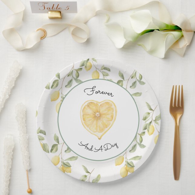 Yellow Lemons Fruit Wedding Paper Plates (Wedding)