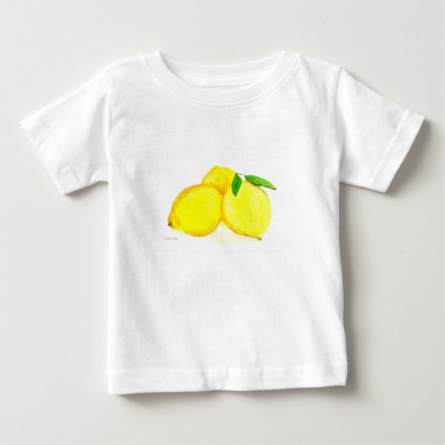 Yellow lemons fruits watercolor Citrus Modern Baby T-Shirt (Front)