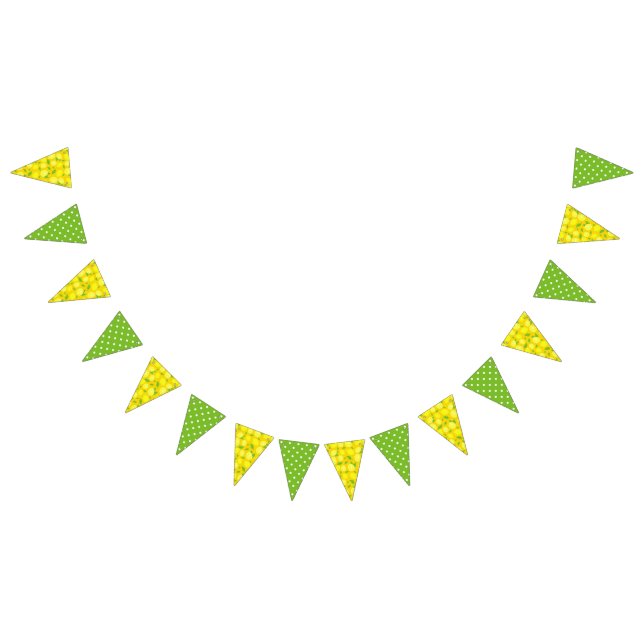 Yellow Lemons, Green White Polka Dots Bunting Flags (All)