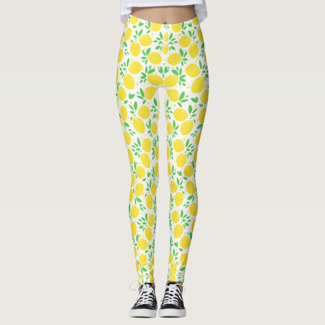 Yellow Lemons Leggings (Front)