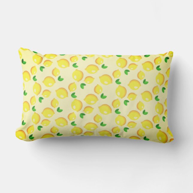 Yellow Lemons Lumbar Pillow (Front)
