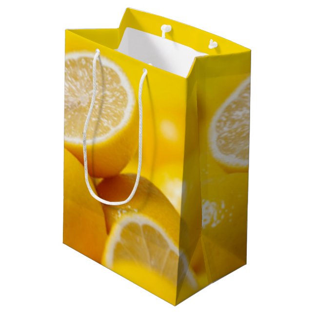 Yellow Lemons Medium Gift Bag (Back Angled)