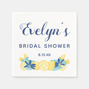 Yellow Lemons Mint Green and Blue Bridal Shower Napkins