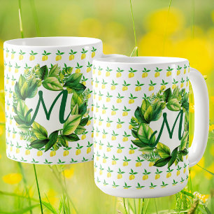 Yellow Lemons Monogram Coffee Mug