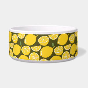 Yellow Lemons & Olive Green Pattern: Modern Citrus Bowl