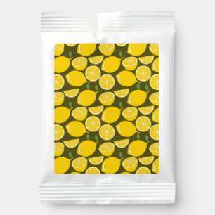 Yellow Lemons & Olive Green Pattern: Modern Citrus Lemonade Drink Mix