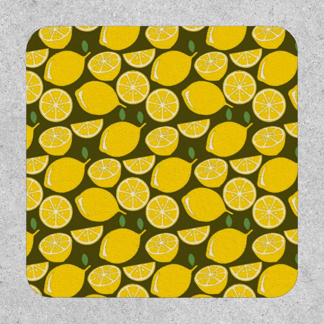 Yellow Lemons & Olive Green Pattern: Modern Citrus Patch (Front)