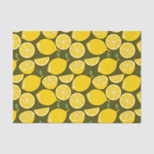 Yellow Lemons & Olive Green Pattern: Modern Citrus Tissue Paper