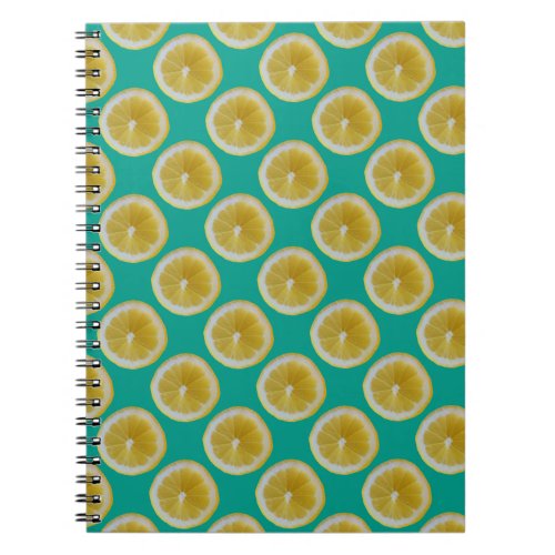 Yellow lemons on blue notebook