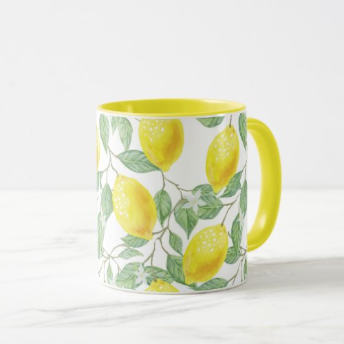 Yellow Lemons on Vine Design Mug