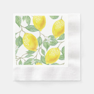 Yellow Lemons on Vine Design Napkins